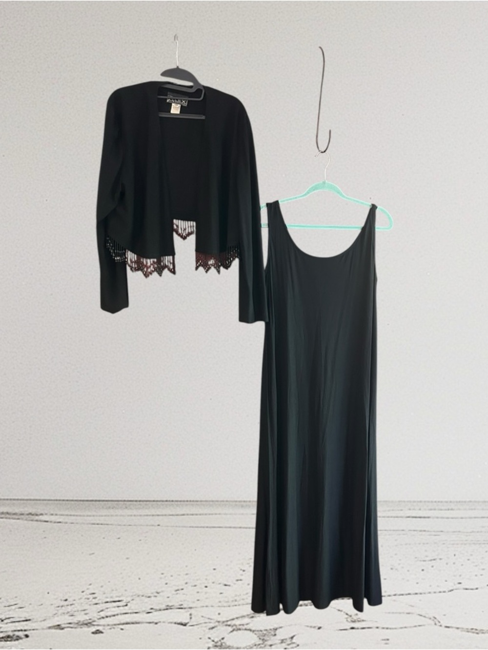 Alex Evenings vintage black bolero jacket and dress set Sz 14W